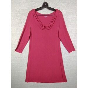 Eileen Fisher Dress Womens Small Red Long Sleeve Cowl Neck Strech Career‎ Office
